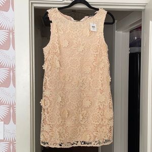 Light peach Floral Crochet mini Dress NWT